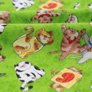 Tissu américain patchwork les chats danseurs fond vert x 50cm