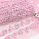 Destock 13.6m dentelle broderie tulle brodé rose argentée largeur 4cm