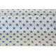 Tissu en gabardine de coton étoiles bleues sur fond beige x 50cm