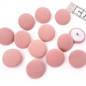Déstock 13 boutons recouvert tissu rose poudré à queue taille 1.9cm