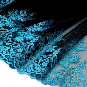 Déstock 1.5m tissu dentelle tulle brodé broderie fluide haute couture largeur 136cm