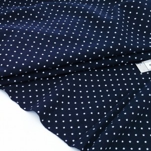 Destock 1m tissu jersey coton doux étoile blanche fons marine largeur 145cm
