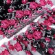 Destock 7m dentelle broderie tulle brodé haute couture rose noire largeur 22cm