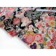 Tissu japonais popeline coton fleuri traditionnel fond écru x 1mètre
