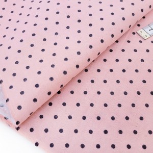 Destock 1m tissu flanelle coton doux petits pois fond rose largeur 106cm petit défaut
