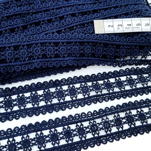 Destock lot 7.9m dentelle guipure haute couture bleu marine largeur 3.4cm