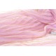 Destock 2.1m Tissu tulle à volants doux rose mauve bord doré largeur 150cm