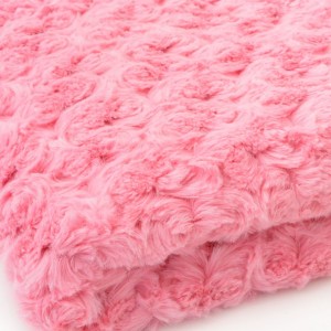 Destock 1m tissu fausse fourrure doudou peluche extra doux motif fleur rose largeur 160cm 