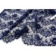 Destock 1.9m tissu dentelle polyester doux bleu marine largeur 153cm