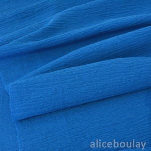 Destock 2m tissu crépon coton extra doux bleu largeur 120cm 