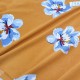 Destock 1m tissu jersey coton lisse soyeux fleuri fond moutarde largeur 175cm