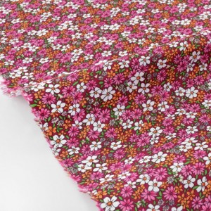Destock 1.25m tissu popeline coton fleuri rose blanc jaune largeur 150cm 