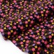 Destock 1.13m tissu velours milleraies doux fleuri rose fond noir largeur 140cm 