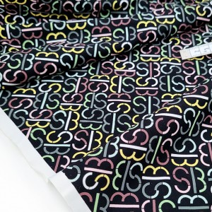 Destock 1.28 m tissu jersey lycra polyester doux graphique largeur 155cm 