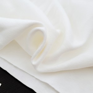 Destock 0.55 m tissu jersey bord-côte 1/1 coton fluide blanc écru largeur 156cm 