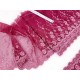 Destock 7m dentelle broderie tulle brodé fine haute couture rose prune largeur 24cm
