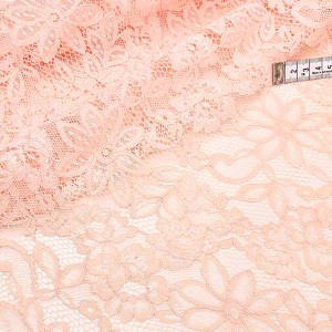 Destock 1.45m tissu dentelle de calais brodé brodé haute couture rose pâle largeur 138cm 
