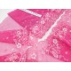 Destock 7m dentelle broderie tulle brodé fine haute couture rose largeur 21.5cm