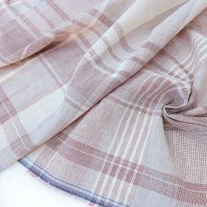 Destock 2.08m tissu lin tartan carreaux tissé teint fin doux fluide largeur 158cm 