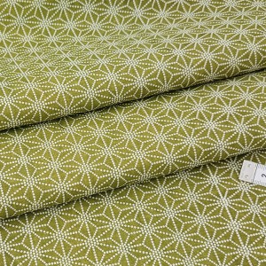Déstock lot 1.7m tissu coton patchwork raide etoile asanoha verte largeur 118cm 