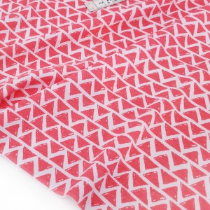 Destock 1.07m tissu jersey coton doux géométrique rouge fond blanc largeur 170cm