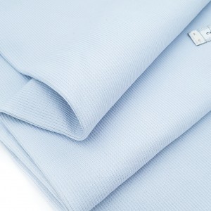 Destock 1.08m tissu bord-côte 2/2 coton jersey cotelé doux bleu pâle largeur 118cm 