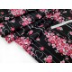 Destock 2.1m tissu japonais batiste coton soyeux fleuri fond noir largeur 112cm