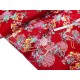 Destock 2.7m tissu satin coton extensible batiste coton fleuri fond rouge largeur 132cm