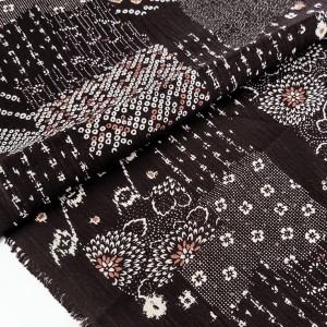 Destock 0.52m tissu japonais crépon coton doux imprimé motif traditionnel largeur 120cm 