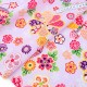 Destock 2m tissu japonais coton léger fleuri multicolore doré fond rose mauve largeur 150cm 
