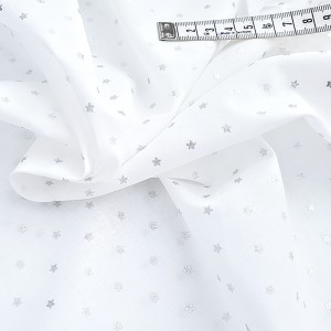 Destock 2.1m tissu batiste coton soyeux étoile argentée fond blanc largeur 149cm