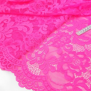 Destock 1.5m tissu dentelle lycra haute couture douce fluide rose fluo largeur 155cm 