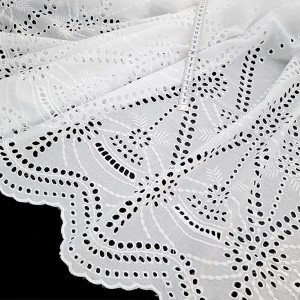 Destock lot 1.6m tissu broderie anglaise coton blanc largeur 140cm 