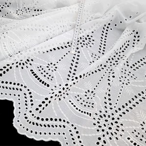 Destock 3.4m tissu broderie anglaise coton blanc largeur 140cm 