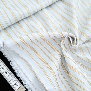 Destock 1.6m tissu coton extra doux rayures dorées tissé teint vert gris largeur 150cm 