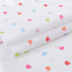 Destock 1m tissu batiste coton pissenlit multicolore fond blanc  largeur 148cm