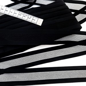 Destock 10m ruban élastique extra-doux aéré fantaisie noir largeur 3cm