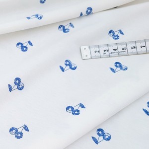 Destock 1.8m tissu jersey coton soyeux fluide cerise bleue largeur 175cm