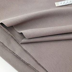 Destock 1m tissu bord-côte 2/2 coton jersey cotelé doux taupe largeur 120cm 
