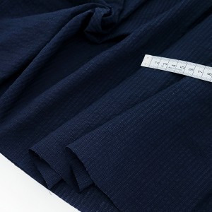 Destock 1.5m tissu crépon lin et coton doux bleu marine largeur 150cm