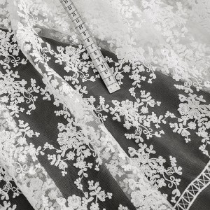 Destock 1.8m tissu dentelle broderie tulle brodé en coton blanc robe mariée largeur 140cm