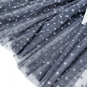 Déstock 2.7m tissu tulle souple pailleté étoiles argentées gris largeur 160cm