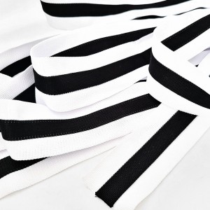 Destock 4.5m galon ruban maille bicolore rayures noires blanches tricotées polyester doux largeur 4.5cm