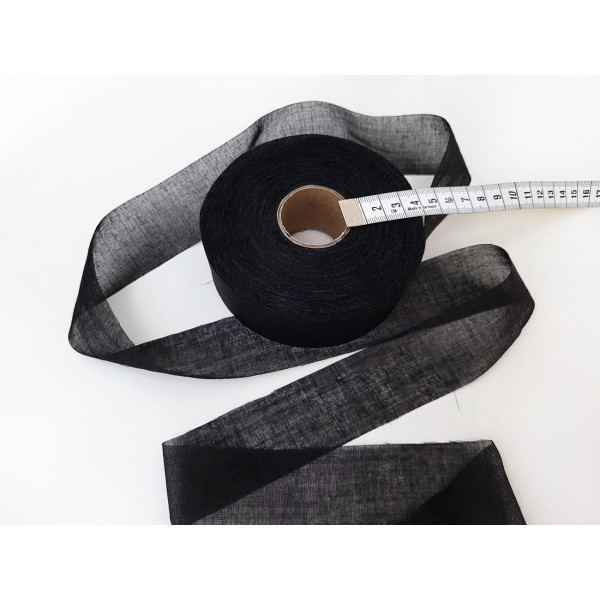 Destock 20m bande ruban thermocollant tissé fin souple noir largeur 3.6cm -  Alice Boulay - Boutique de tissus et mercerie