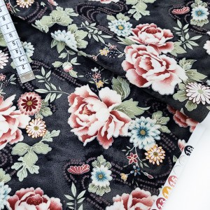 Destock 1m tissu japonais coton souple fleuri traditionnel largeur 113cm