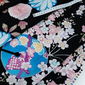Destock 1.7m tissu japonais coton fin fleuri 3 thèmes largeur 120cm