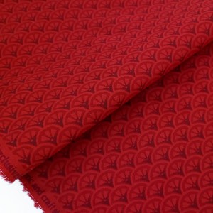 Destock 0.5m tissu américain coton patchwork vague seigaiha rouge  largeur 114cm