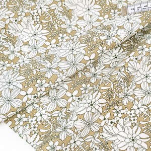 Destock 2.5m tissu japonais cotondoux fleuri argeur 112cm