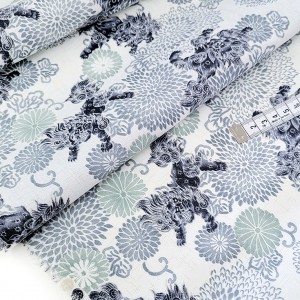 Destock 1.1m tissu japonais coton soyeux doux motif traditionnel kirin largeur 148cm