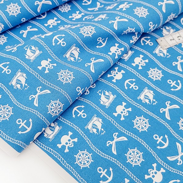 Tissu étagère à outils fond bleu en coton